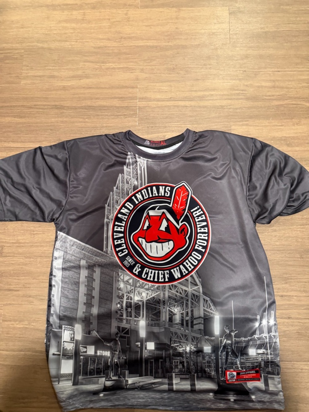 Cleveland Indians Gray Graphic men’s Tee with Chief Wahoo Logo